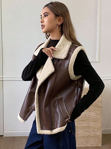 เสื้อโค้ทหนังแกะแท้สำหรับผู้หญิง, เสื้อแจ็คเก็ตคอปกดีไซน์หนังแกะแท้เสื้อโค้ทระบายอากาศได้พร้อมกระบวนการสำเร็จรูปตามสั่ง - Product Image 4