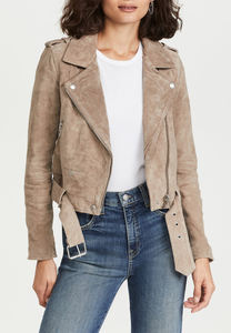 Veste d'hiver occidentale pour femme en cuir véritable souple et respirant, doublure en coton chauffante, motif uni, décoration à rivets, amovible - Product Image 6