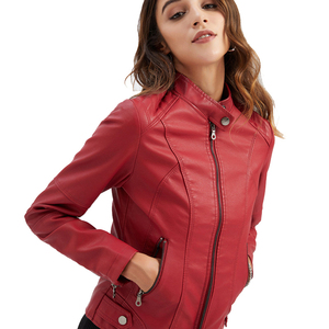 2024 Chaqueta de cuero rojo para mujer superventas Moda Premium de alta calidad para el servicio OEM de invierno disponible - Product Image 3