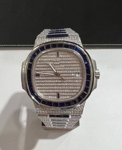 Lujo Hip Hop completo blanco diamante Moissanite diamante reloj para regalo único reloj para padre caja de banda de acero inoxidable embalaje - Product Image 2