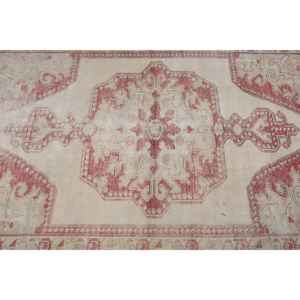 Vintage Turkish Rug Large Area 4.6 X 7.5 ft Classic Beige <b>Red</b> Abstract Pattern Wool Material 10mm <b>Latex</b> for Hallway Room - Product Image 5