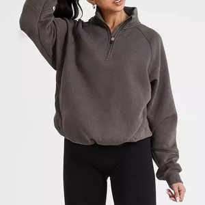 Sweat-shirt décontracté pour femme, manches longues, en coton pur de haute qualité, couleur unie, ample, poids lourd pour l'hiver - Product Image 5