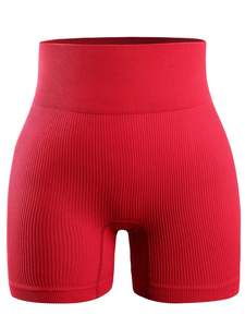 Short de yoga taille haute pour femme de haute qualité sans couture solide rayé Scrunch bout à bout vêtements respirants Logo personnalisé grande taille maigre - Product Image 5