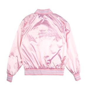 Chaqueta Universitaria Deportiva Personalizada al por Mayor para Mujer, Chaqueta Universitaria Corta de Satén para Mujer - Product Image 2