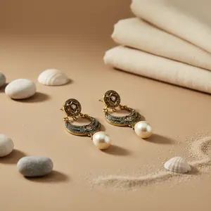 Pendientes de Perlas Antiguas para Mujer, Joyería de Regalo - Product Image 3