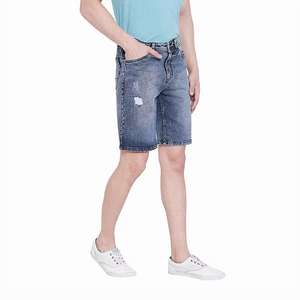 Wholesale Summer High Street Baggy Jean <b>Shorts</b> Custom Logo Premium Solid Color Denim <b>Shorts</b> for <b>Men</b> - Product Image 4