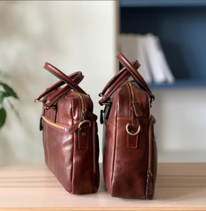 Trendy Personalized <b>Leather</b> Laptop Messenger <b>Briefcase</b> Men, Monogram Cross Body - Product Image 2
