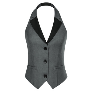<span class=keywords><strong>Belle</strong></span> Poque vente en gros femmes Vintage contraste couleur gilet revers cranté dos nu femmes gilets et gilets - Product Image 3