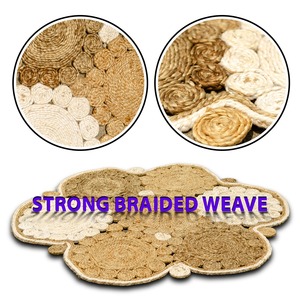 Alfombra trenzada de yute Multicolor hecha a mano, alfombra de suelo de Mandala Natural, alfombra decorativa ecológica para la decoración de la sala de estar del hogar - Product Image 3