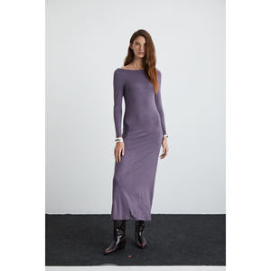 ETHIQUET KRIZIA Women's <b>Viscose</b> Back Low-Cut Hem Wide Maxi <b>Dress</b> - Product Image 1