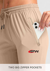 กางเกงวอร์มเอวยางยืดสำหรับผู้หญิงผ้าโพลีเอสเตอร์สแปนเด็กซ์แบบผูกเชือกทรงหลวมออกแบบได้ตามต้องการ - Product Image 6