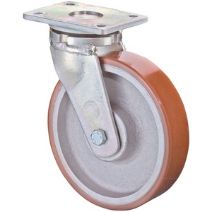 Rueda Giratoria de Poliuretano con Capacidad de Carga de 1000 kg, 200 mm, Placa de Poliuretano L138 x W110 mm, Ruedas para Muebles - Product Image 1