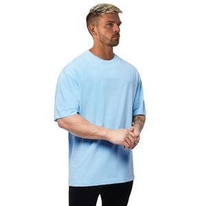 Haute qualité 100% coton tricoté hommes Gym T-Shirts grande taille coupe ample été Style décontracté couleur unie 220 grammes poids du tissu - Product Image 1
