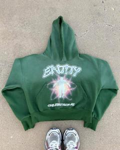 Ropa de calle personalizada de fábrica, sudaderas con capucha lavadas con cremallera y logotipo estampado completo de gran tamaño de algodón pesado nuevo - Product Image 3