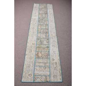 Alfombra Turca, Alfombra de Pasillo de 2,3x8 pies, Alfombra Vintage de Lana Sólida Gris - Product Image 1