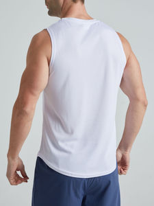Camiseta sin mangas para hombre, cuello redondo, informal, personalizada al por mayor, de secado rápido, anti-bolitas, de algodón y elastano, transpirable, tejida, lisa, OEM, frontal - Product Image 4