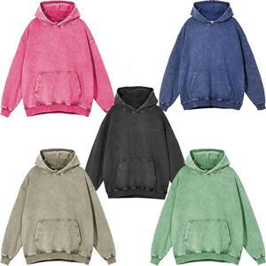 Acid Wash Fleece Anti-Pilling Pull Hoodies Haute Qualité Personnalisable Hommes en Détresse Unisexe Regular Fit Heavy Weight - Product Image 1