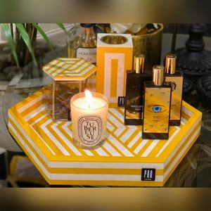 Premium Quality Modern Style Table Wear Acrylic Tray With <b>MOP</b> Inlay Acacia <b>Handle</b> at Factory Price - Product Image 1