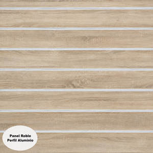 แผ่นผนังสล็อตวอลล์ Cambrigh Oak Reinforced ขนาด 19 มม. พร้อมแผ่นอะลูมิเนียมธรรมชาติหนา 1.2 มม. ขนาด 1200x1200 มม. ผลิตในสเปน - Product Image 1