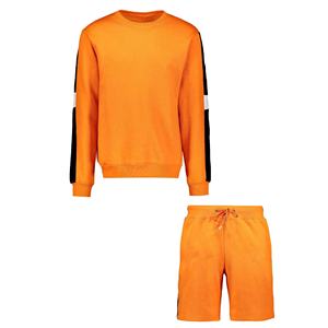 Sudadera de cuello redondo y pantalones cortos para hombre, conjuntos de ropa de calle de tela 100% poliéster, manga larga, informal - Product Image 5