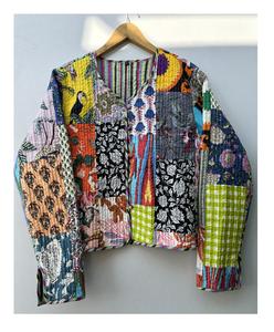 La mejor calidad Patchwork algodón Kantha acolchado transpirable Reversible secado rápido Unisex tamaño personalizado cosido a mano Blazer abrigo - Product Image 6