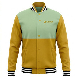 Chaqueta Letterman de Invierno con Cuello Alto, Estilo Moderno, Logotipo Frontal en Color Contrastante, Lavable, de Alta Calidad y Agradable al Tacto - Product Image 1