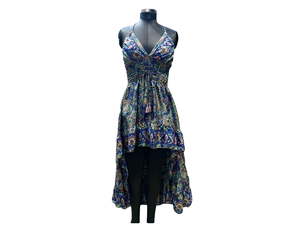 Robes d'été Y2K en soie tissée pour femmes XS, décontractées, sexy, bohèmes, de plage, longues, à imprimé floral, taille naturelle, motif paisley numérique, logo au dos - Product Image 6