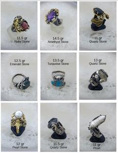 แหวนเงิน 925 ดีไซน์ดอกไม้ทำมือประดับอเมทิสต์ – เครื่องประดับหรูหราเคลือบทองและสีดำ - Product Image 6