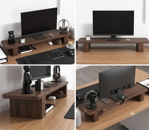 Organizador de Escritorio Minimalista de Madera para Monitor con Estante de Almacenamiento y Gestión de Cables, Accesorio de Oficina para Escritorio - Product Image 5
