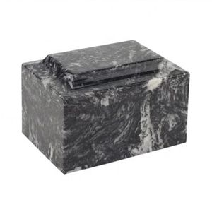 Light Grey Marble Square Adult Cremation Urn Polished Stone Box Human Ashes <b>Memorial</b> <b>Keepsake</b> European & American Style - Product Image 5