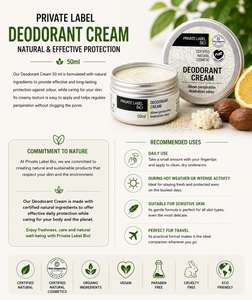 Desodorante en Crema Natural de Marca Privada 50ml OEM |   Desodorante Anti Olor de Larga Duración |   Vegano Sin Aluminio España UE - Product Image 3