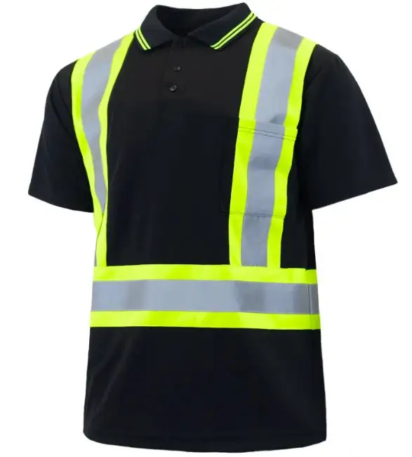 Camiseta de segurança refletiva hi vis para homens, camiseta polo de manga longa para construção e trabalho