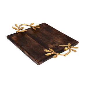Bandeja de servicio de madera de diseño atractivo con forma redonda Mesa de madera de primera calidad Bandeja de servicio decorativa a precios al por mayor - Product Image 5