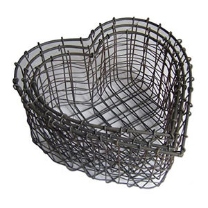 ตะกร้าเก็บผลไม้เครื่องครัวตะกร้าเหล็กงานทำมือตะกร้าลวดรูปทรงหัวใจ - Product Image 1