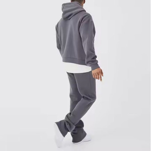 Chándal acampanado para hombre, ropa de calle con gráfico 3D Puff Print Stacked Sweatsuit Raw Hem Cut Edge Hoodie Jogger, conjunto de pantalones de chándal, lavado ácido - Product Image 2