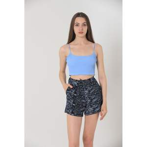 Shorts de Mujer Topshow con Estampado Batik Azul Marino, Producto al por Mayor - Product Image 5