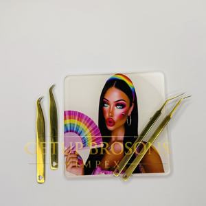 GETUP BROSONS IMPEX Pince à épiler en acier inoxydable pour extensions de cils, kit de tuiles pour cils, antistatique, à dents/lisse/serré - Product Image 2