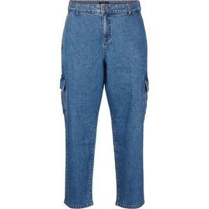 Pantalones vaqueros Cargo de pierna recta de cintura alta para mujer Diseño de logotipo personalizado de la mejor calidad del fabricante Denim transpirable de talla grande lavado - Product Image 1