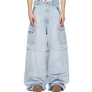 Jeans en denim à jambes évasées amples avec poches cargo personnalisées - Product Image 1