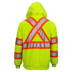 Sweat à capuche de sécurité haute visibilité pour hommes Pull à capuche détachable avec fermeture éclair complète d'excellente qualité - Product Image 5