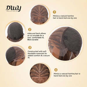Andrea C- DWY 13x6 Glueless Brown Handmade Braiding Heat Resistant Synthetic <b>Wig</b> with Light Brown Lace Front Comfortable Durable - Product Image 5