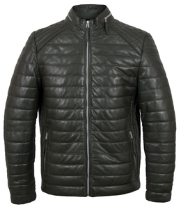 Best Quality Genuine Sheep <b>Skin</b> Puffer Leather Jacket Men Winter Waterproof Breathable Eco-Friendly Moto Collar Stand Front 100% - Product Image 3