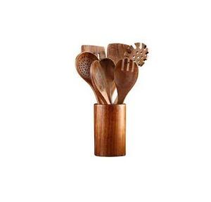 Hot selling best Traditional Design <b>Wooden</b> Kitchen <b>cooking</b> tools natural acacia wood <b>spoons</b> and salad fork utensils set 6 piece - Product Image 1