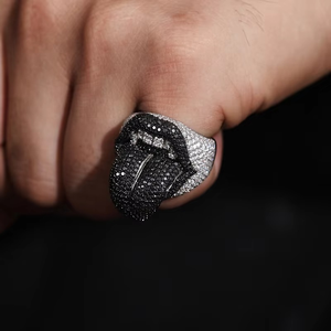 Bague Lick Death en argent sterling 925 plaqué argent, avec moissanite VVS, style vintage, glacée, pour rappeur, hip-hop, mariage, fête - Product Image 3