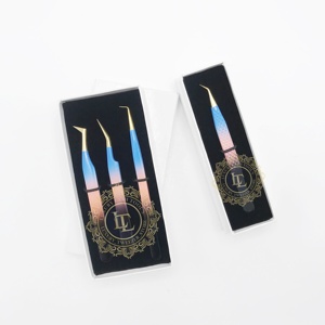 Outils de cils de luxe Qualité supérieure Revêtement en poudre personnalisé Pointe dorée Pince à épiler en acier inoxydable Durable - Product Image 2