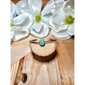 Navajo Handmade Sonoran Gold Turquoise & Sterling Silver Cuff Bracelet Cultural Collectible Jewelry - Product Image 1