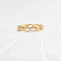 Bijoux occidentaux Fashion Délicat S925 Pure Silver Circle Chain Linked Eternity Band Ring