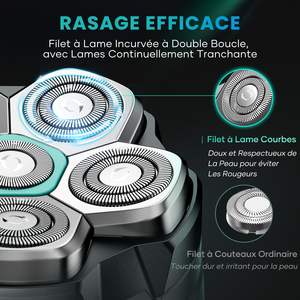 Lames de rechange pour rasoir électrique rotatif à cinq lames pour hommes, étanche IPX7, pour rasage de la tête et du corps - Product Image 4