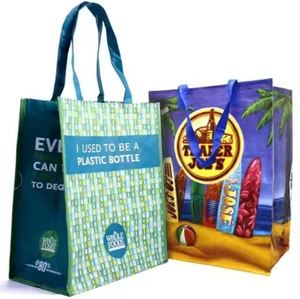 Bolsas de polipropileno reutilizables de exportación HM, bolsa de compras tejida de PP impermeable ecológica, bolsa tejida de PP laminada reciclable - Product Image 1