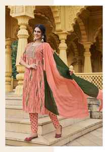 Good Quality Indian Ethnic Clothing New Fancy Naira Cut <b>Kurti</b> With Pant & Fancy Dupatta Women Wear Wholesaler From India 2024 - Product Image 5